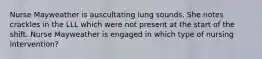 Nurse Mayweather is auscultating lung sounds. She notes crackles in the LLL which were not present at the start of the shift. Nurse Mayweather is engaged in which type of nursing intervention?