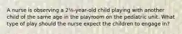 A nurse is observing a 2½-year-old child playing with another child of the same age in the playroom on the pediatric unit. What type of play should the nurse expect the children to engage in?