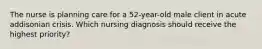 The nurse is planning care for a 52-year-old male client in acute addisonian crisis. Which nursing diagnosis should receive the highest priority?