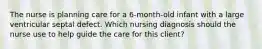 The nurse is planning care for a 6-month-old infant with a large ventricular septal defect. Which nursing diagnosis should the nurse use to help guide the care for this client?