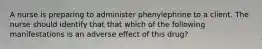 A nurse is preparing to administer phenylephrine to a client. The nurse should identify that that which of the following manifestations is an adverse effect of this drug?