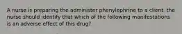 A nurse is preparing the administer phenylephrine to a client. the nurse should identify that which of the following manifestations is an adverse effect of this drug?