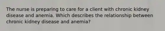 The nurse is preparing to care for a client with chronic kidney disease and anemia. Which describes the relationship between chronic kidney disease and anemia?