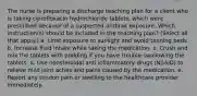 The nurse is preparing a discharge teaching plan for a client who is taking ciprofloxacin hydrochloride tablets, which were prescribed because of a suspected anthrax exposure. Which instruction(s) should be included in the teaching plan? (Select all that apply.) a. Limit exposure to sunlight and avoid tanning beds. b. Increase fluid intake while taking the medication. c. Crush and mix the tablets with pudding if you have trouble swallowing the tablets. d. Use nonsteroidal anti inflammatory drugs (NSAID) to relieve mild joint aches and pains caused by the medication. e. Report any tendon pain or swelling to the healthcare provider immediately.