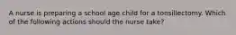 A nurse is preparing a school age child for a tonsillectomy. Which of the following actions should the nurse take?