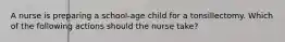 A nurse is preparing a school-age child for a tonsillectomy. Which of the following actions should the nurse take?