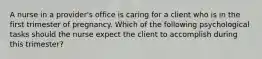 A nurse in a provider's office is caring for a client who is in the first trimester of pregnancy. Which of the following psychological tasks should the nurse expect the client to accomplish during this trimester?