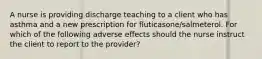 A nurse is providing discharge teaching to a client who has asthma and a new prescription for fluticasone/salmeterol. For which of the following adverse effects should the nurse instruct the client to report to the provider?