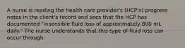 A nurse is reading the health care provider's (HCP's) progress notes in the client's record and sees that the HCP has documented "insensible fluid loss of approximately 800 mL daily." The nurse understands that this type of fluid loss can occur through: