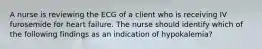 A nurse is reviewing the ECG of a client who is receiving IV furosemide for heart failure. The nurse should identify which of the following findings as an indication of hypokalemia?