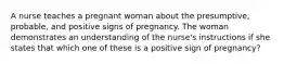 A nurse teaches a pregnant woman about the presumptive, probable, and positive signs of pregnancy. The woman demonstrates an understanding of the nurse's instructions if she states that which one of these is a positive sign of pregnancy?