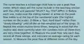 The nurse teaches a school-age child how to use a peak flow meter. Which steps will the nurse include in the teaching session with the child and parents? SELECT ALL THAT APPLY. 1) Before each use, make sure the sliding marker or arrow on the peak flow meter is at the top of the numbered scale (the highest number on the scale). 2) Blow a "fast, hard blast" rather than "slowly blowing" until all the air has emptied out of the lungs. 3) Repeat the entire routine three times, keeping in mind that the routine was done correctly when the numbers from all three tries are very close together. 4) Measure the peak flow rate each day, record all three ratings, and calculate an average rating for each session. 5) Measure the peak flow at different times of the day.