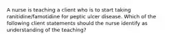 A nurse is teaching a client who is to start taking ranitidine/famotidine for peptic ulcer disease. Which of the following client statements should the nurse identify as understanding of the teaching?