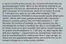 A nurse is teaching the parents of a 4-month-old infant who has gastroesophageal reflux. Which of the following statements by the parents indicates an understanding of the teaching? A. "I will add 1 teaspoon of rice cereal per ounce to my baby's formula." B. "I will place my baby on her side when sleeping."- The American Academy of Pediatrics recommends supine sleeping for infants. Infants who have gastroesophageal reflux should be placed in a supine position with the head elevated. C. "I will decrease the number of feedings my baby receives per day." - Decreasing the number of feedings per day is contraindicated. An infant must eat to gain nutrients and caloric intake important for growth and development. D. "I will give my baby loperamide with each feeding." - Loperamide is an antidiarrheal medication that is contraindicated for children less than 2 years of age. An infant who has gastroesophageal reflux can benefit from an H2 receptor antagonist or proton pump inhibitor.