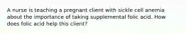 A nurse is teaching a pregnant client with sickle cell anemia about the importance of taking supplemental folic acid. How does folic acid help this client?