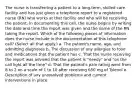 The nurse is transferring a patient to a long-term, skilled care facility and has just given a telephone report to a registered nurse (RN) who works at that facility and who will be receiving the patient. In documenting this call, the nurse begins by writing the date and time the report was given and the name of the RN taking the report. Which of the following pieces of information does the nurse include in the documentation of this telephone call? (Select all that apply.) a. The patient's name, age, and admitting diagnoses b. The discussion of any allergies to food and medications that the patient has c. That the nurse receiving the report was advised that the patient is "needy" and "on the call light all the time" d. That the patient's pain rating went from 8 to 2 on a scale of 1 to 10 after receiving 650 mg of Tylenol e. Description of any unresolved problems and current interventions in place