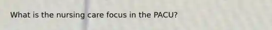 What is the nursing care focus in the PACU?