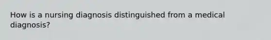 How is a nursing diagnosis distinguished from a medical diagnosis?