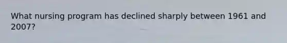 What nursing program has declined sharply between 1961 and 2007?