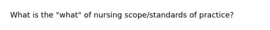 What is the "what" of nursing scope/standards of practice?