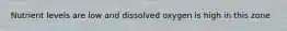 Nutrient levels are low and dissolved oxygen is high in this zone
