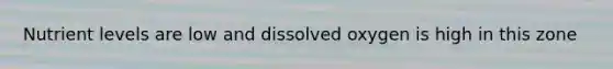 Nutrient levels are low and dissolved oxygen is high in this zone