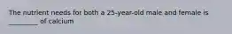 The nutrient needs for both a 25-year-old male and female is _________ of calcium