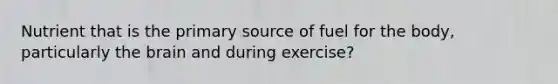 Nutrient that is the primary source of fuel for the body, particularly the brain and during exercise?