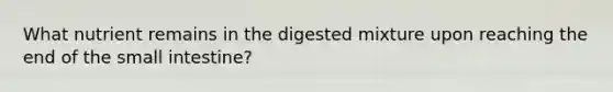 What nutrient remains in the digested mixture upon reaching the end of the small intestine?​