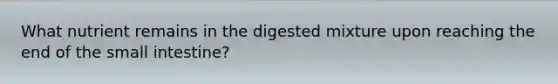 What nutrient remains in the digested mixture upon reaching the end of the small intestine?