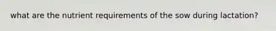 what are the nutrient requirements of the sow during lactation?