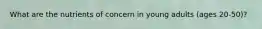 What are the nutrients of concern in young adults (ages 20-50)?