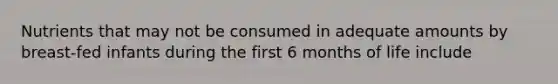 Nutrients that may not be consumed in adequate amounts by breast-fed infants during the first 6 months of life include