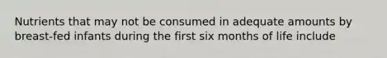 Nutrients that may not be consumed in adequate amounts by breast-fed infants during the first six months of life include