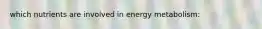 which nutrients are involved in energy metabolism: