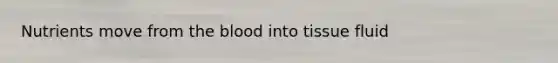 Nutrients move from the blood into tissue fluid