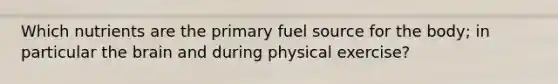 Which nutrients are the primary fuel source for the body; in particular the brain and during physical exercise?