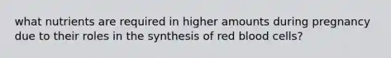 what nutrients are required in higher amounts during pregnancy due to their roles in the synthesis of red blood cells?