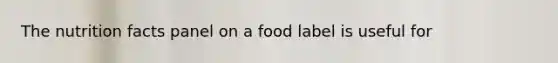 The nutrition facts panel on a food label is useful for