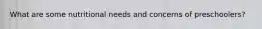 What are some nutritional needs and concerns of preschoolers?