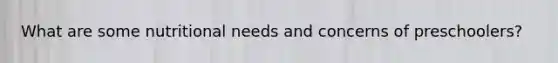 What are some nutritional needs and concerns of preschoolers?