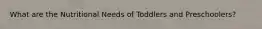 What are the Nutritional Needs of Toddlers and Preschoolers?