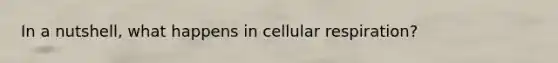 In a nutshell, what happens in cellular respiration?