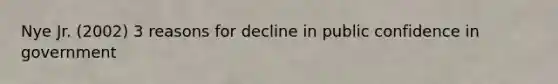 Nye Jr. (2002) 3 reasons for decline in public confidence in government