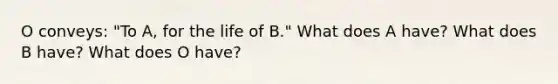 O conveys: "To A, for the life of B." What does A have? What does B have? What does O have?