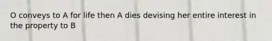 O conveys to A for life then A dies devising her entire interest in the property to B