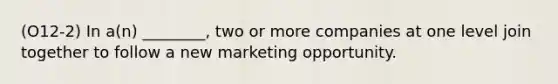 (O12-2) In a(n) ________, two or more companies at one level join together to follow a new marketing opportunity.