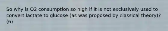 So why is O2 consumption so high if it is not exclusively used to convert lactate to glucose (as was proposed by classical theory)? (6)