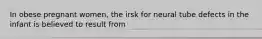 In obese pregnant women, the irsk for neural tube defects in the infant is believed to result from