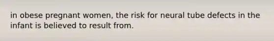 in obese pregnant women, the risk for neural tube defects in the infant is believed to result from.